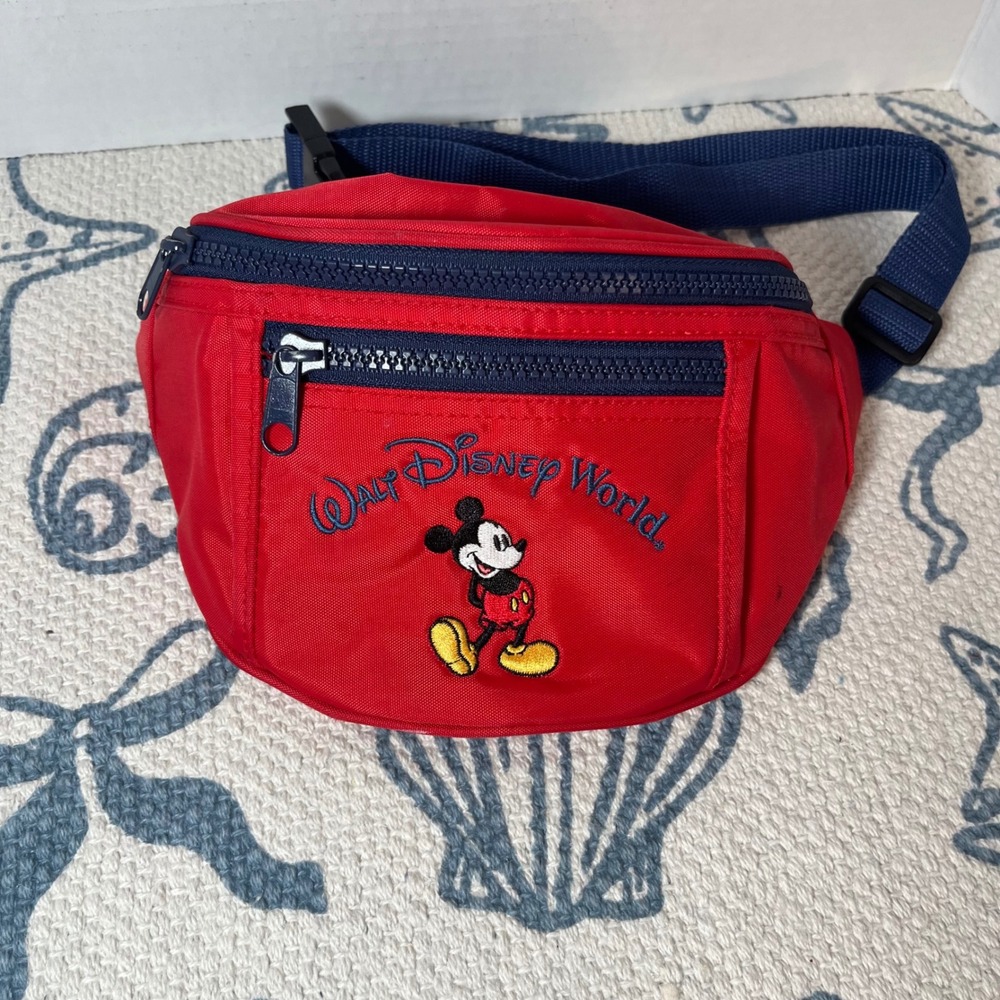 Vintage Walt Disney World Kids Mickey Mouse Red Fanny Pack Waist Bag